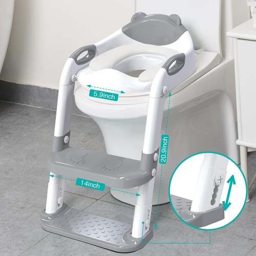 Potty Training Seat with Step Stool Ladder,SKYROKU Potty Training Toilet for Kids Boys Girls Toddlers-Comfortable Safe Potty Seat with Anti-Slip Pads Ladder