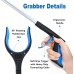 Grabber Reacher Tool,32 Inch Extra Long Foldable Pick Up Stick with Strong Grip Magnetic,360°Rotating Anti-Slip Jaw,Trash Claw Grabber Tool,Trash Picker Tool for Outdoor & Indoor (Blue)