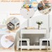 Kids Table and Chair Set, 3 in 1 Wooden Activity Table with Storage Drawer for Toddlers Drawing, Reading, Crafts, Play, 2 in 1 Detachable Tabletop Table and Chair Set for Home, Nursery, Playroom