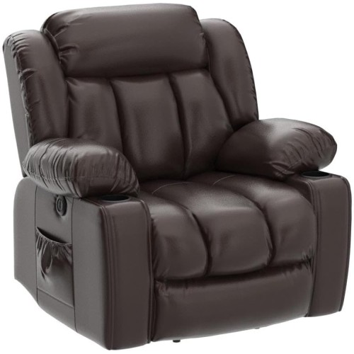 ASHOMELI Large Power Lift Recliner Chair for Elderly with Massage and Heating Function,2 Side Pocket,2 Cup Holders,USB Charge Port (Brown)