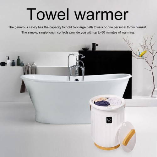 Luxury Towel Warmer Bucket Style - White Large Towel Heater Portable Spa Towel Warmer for Bathroom - Fragrance System, Children's Lock, Fits Up to Two Oversized Towels Bathrobe, Towel, Blanket