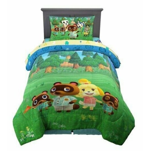 Animal Crossing "Happy Campers" Plush Throw, Twin & Full Sheets, Twin Comforter