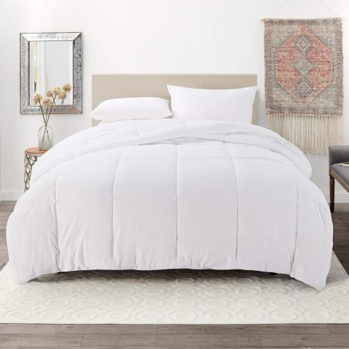 Nestl Down Alternative Comforter Twin Size Comforter - All Season Quilted Duvet Insert, White