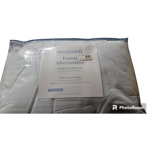 Nestl Down Alternative Comforter Twin Size Comforter - All Season Quilted Duvet Insert, White