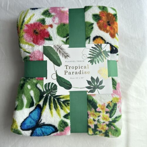 Tropical Paradise Flannel Throw NEW in Pack Size 50" x 60" 100% Polyester Choose