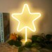 Star Neon Sign, Star Led Neon light with Base, Warm White Star Led Light Battery/USB Powered for Home Bedroom Hotel Store Desk, Table Party Decorations, Family Birthday, Christmas Gift