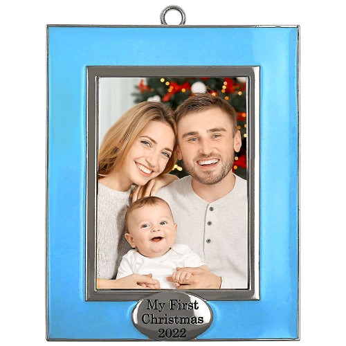 Baby's first christmas ornament 2022 Blue Winter Wonderland