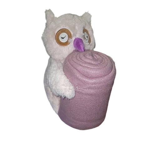 Silver One Plush Sleeping Owl 12" Pink