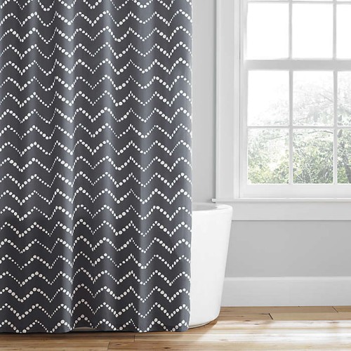 Simply Essential™ Chevron Cotton Shower Curtain 72in x 72 in, Gray