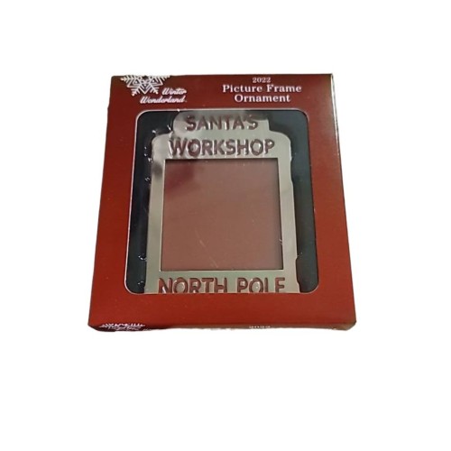 Santa's Workshop, North Pole Christmas Ornament Picture Frame