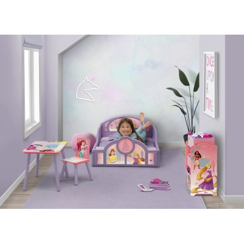 Disney Princess 4-Piece Room-in-a-Box Bedroom Set - Includes Toddler Bed, Toy Bin & Desk with Chair