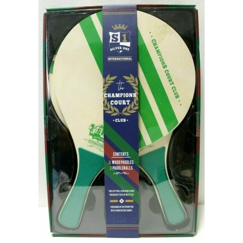 Brand New The Champions Court Club Wooden Paddleball Set Green