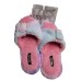 Kensie Women’s Size 6/7 Memory Foam Rainbow Pink/Blue Tie-Dye Faux Fur Slippers