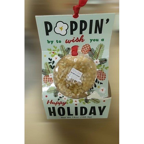 POPPIN' IN TO WISH YOU A HAPPY HOLIDAY POPCORN ORNAMENT