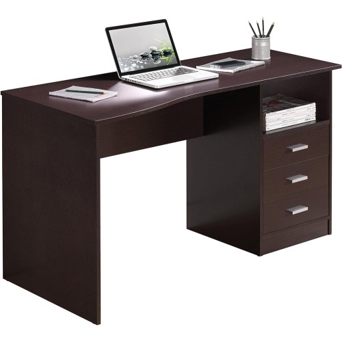 Techni Mobili Classic Computer Desk with Multiple Drawers, 29.5" x 23.6" x 51.2", Wenge