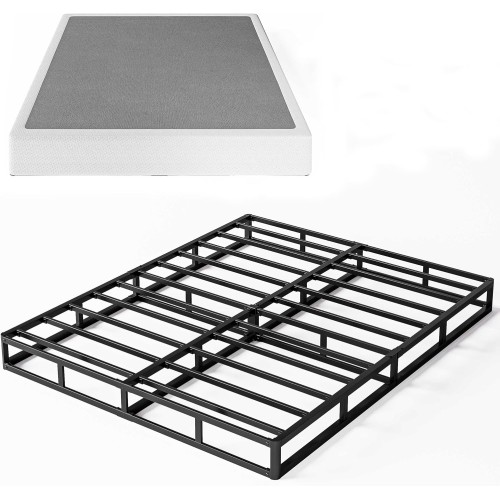 Box Spring King，9 Inch Metal Box-Spring Only, Mattress Foundation, Heavy Duty Structure with Fabric Cover, Noise Free, Non-Slip, Easy Assembly