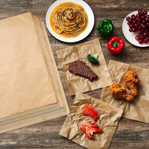 Harloon Brown Butcher Paper 18 x 18 Inch Butcher Paper Sheets Disposable Precut Food Wrapping Paper Square Meat Sandwich Paper Wraps for Sublimation Heat Press (400 Pcs)
