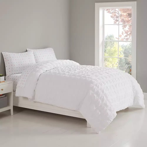 Simply Essential™ White Polyester Seersucker Single Duvet Set