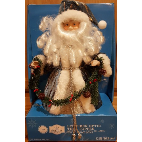 12in L.E.D Fiber Optic Tree Topper Santa by Holiday Time and Mini Cristmas Tree