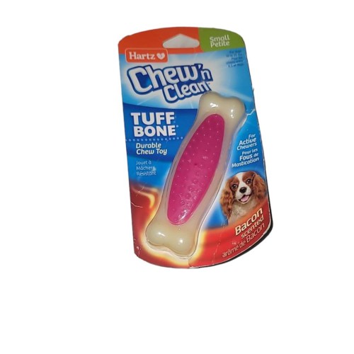 Hartz Chew'n Clean Tuff Bone Bacon Scented Durable Chew Toy, Small