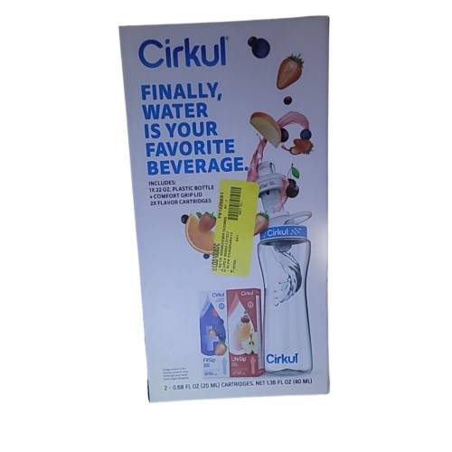 Cirkul Plastic Water Bottle Starter Kit with Blue Lid 22Oz & 3 Flavor Cartridges