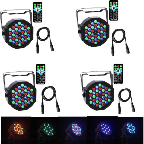 LED Up Lighting 36x1W RGB Stage Light, Sound Activated DMX Lighting Dj Par Can Lights with for Birthday Party Wedding Bar Club Home Christmas Halloween Festival (4Pack)