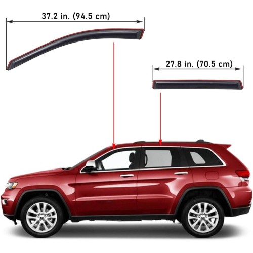 Lightronic WV194981 in-Channel Side Window Visor Deflector Rain Guard, Dark Smoke, 4-Pieces Set, Fits 2014-2023 Jeep Cherokee