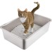 Yangbaga Stainless Steel Litter Box for Cat and Rabbit, Odor Control Litter Pan, Non Stick, Easy to Clean, Rust Proof, Large Size with High Sides and Non Slip Rubber Feets