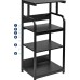 Printer Stand with Adjustable Shelf, 4 Tier Large Tall Printer Table with Wheels for Home Office Storage and Organization, Rolling Stand Cart for Computer Tower CPU Shredder, Black