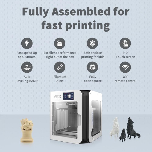 R QIDI TECHNOLOGY X-Smart3 3D Printer New Generation of 500mm/s High-Speed Desktop FDM 3D Printers for Beginners, CoreXY& Klipper, Auto Leveling, Input Shaper, Build Size 6.89x7.09x6.69 inch