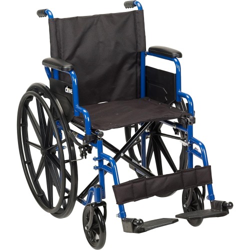 Drive Medical Blue Streak Wheelchair with Flip Back Desk Arms, Swing Away Footrests, 16 Inch Seat