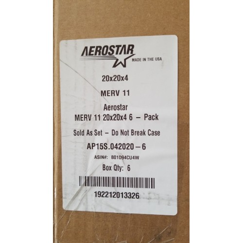 Aerostar 20x20x4 MERV 11 Pleated Air Filter, AC Furnace Air Filter NEW SEALED