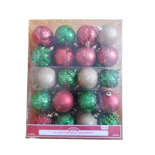 Holiday Time 40 Count Shatterproof Ornaments