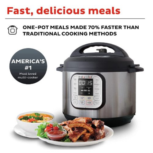 Instant Pot Duo 7-in-1 Electric Pressure Cooker, Slow Cooker, Rice Cooker, Steamer, Sauté, Yogurt Maker, Warmer & Sterilizer, Includes App With Over 800 Recipes, Stainless Steel, 6 Quart