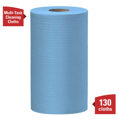 WypAll General Clean X60 Multi-Task Cleaning Cloths (35431), Small Roll, Blue, 130 Sheets / 1 Roll