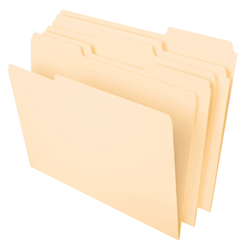 Pendaflex File Folders, Letter Size, 8-1/2" x 11", Classic Manila, 1/3-Cut Tabs in Left, Right, Center Positions, 100 Per Box 