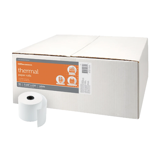 Office Depot® Brand Thermal Paper Rolls, 3-1/8" x 230', White, Carton Of 50