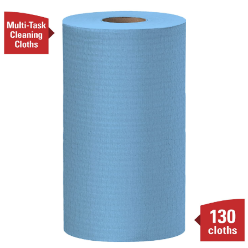 WypAll General Clean X60 Multi-Task Cleaning Cloths (35431), Small Roll, Blue, 130 Sheets / 1 Roll