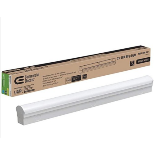 Direct Wire Power 2 ft. 34-Watt Equivalent Integrated LED White Strip Light Fixture 4000K Bright White 1800 Lumens