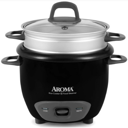 Aroma Housewares 6-Cup (Cooked) Pot-Style Rice Cooker and Food Steamer, Black ARC-743-1NGB