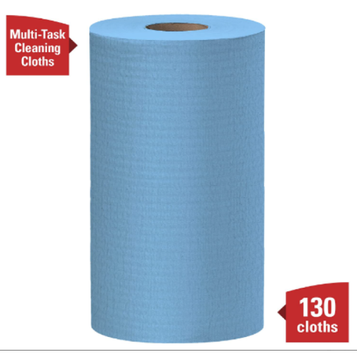 WypAll General Clean X60 Multi-Task Cleaning Cloths (35431), Small Roll, Blue, 130 Sheets / 1 Roll