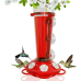 Hummingbird feeder with 3 interchangeable flower colors to hang outdoors, use it with hummingbird nectar. Outdoor window hummingbird feeders. Hummingbird Gifts for Gardening Lovers