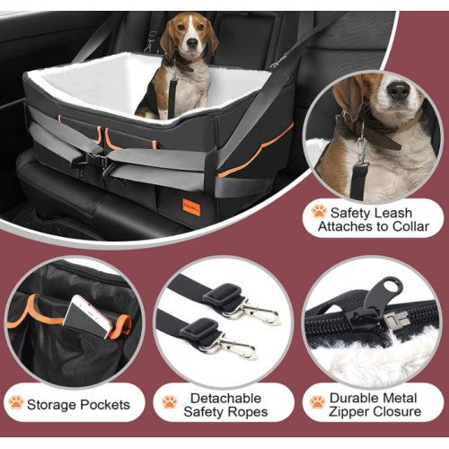 Cosibell Dog Car Seat - Double-Sided Pet Car Seat with Adjustable Safety Strap - Waterproof Dog Car Booster Seats for Small and Medium Dogs - Portable Dog Travel Accessories(Large)