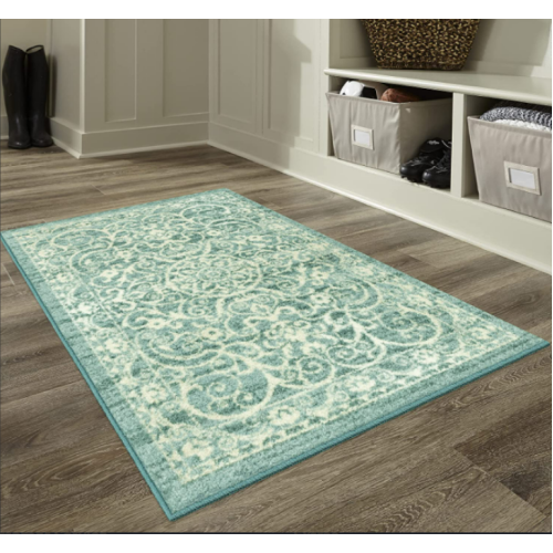 Maples Rugs Pelham Vintage Kitchen Rugs Non Skid Accent Area Carpet [Made in USA], 2'6 x 3'10, Light Spa