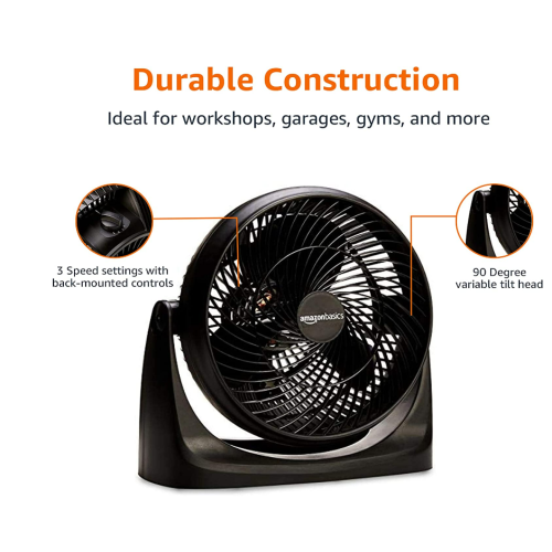 Amazon Basics 3 Speed Small Room Air Circulator Fan, 11-Inch Blade, Black