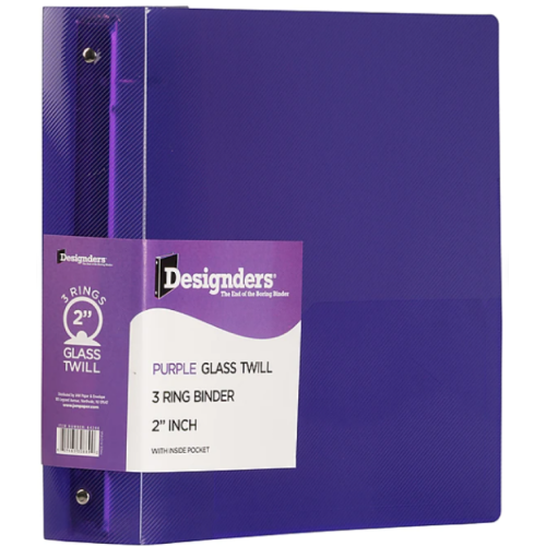 JAM Paper Heavy Duty 1 1/2" 3-Ring Flexible Poly Binders, Purple Glass Twill set of 2