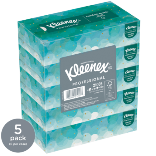 Kleenex® Professional Facial Tissue for Business (21005), Flat Tissue Boxes, 2 Bundles / Case, 5 Boxes / Bundle, 100 Tissues / Box