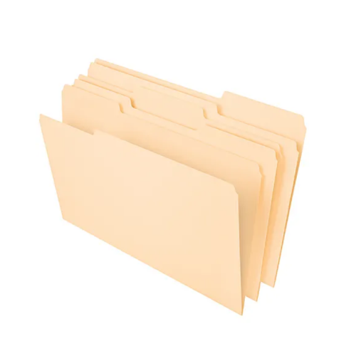 Office Depot® Brand File Folders, 1/3 Tab Cut, Legal Size, Manila, Pack Of 100 Folders