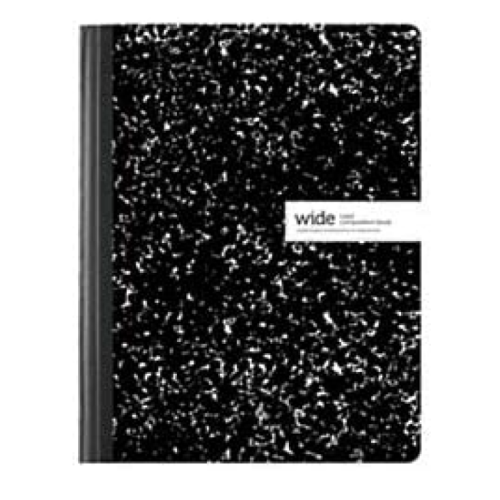 Office Depot Brand Composition Notebook, 9-3/4" x 7-1/2", Wide Ruled, 100 Sheets, Black set of 2