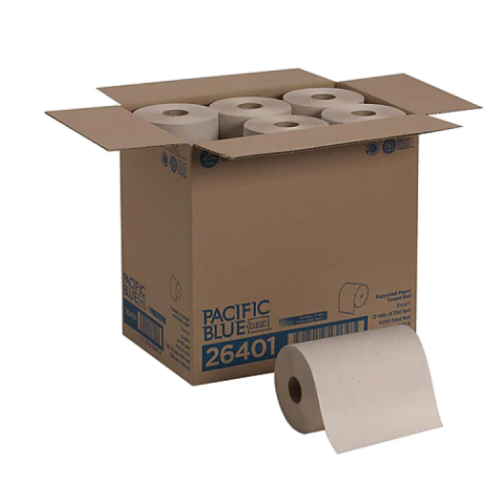 Pacific Blue Basic Recycled Hardwound Paper Towels, 12 Rolls/Carton (26401)